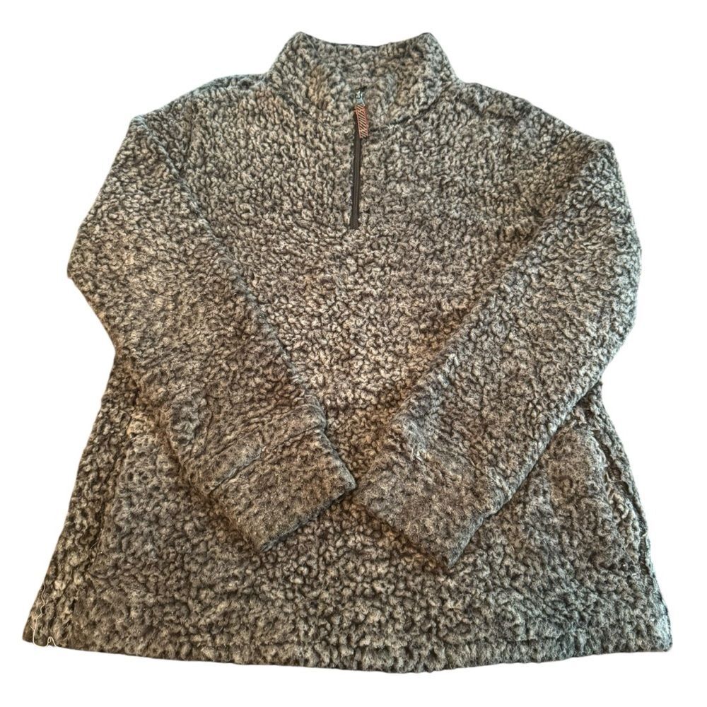 Original Weatherproof Vintage Gray Faux Fur Fleece Jacket 1/4 Zip Women’s Size M